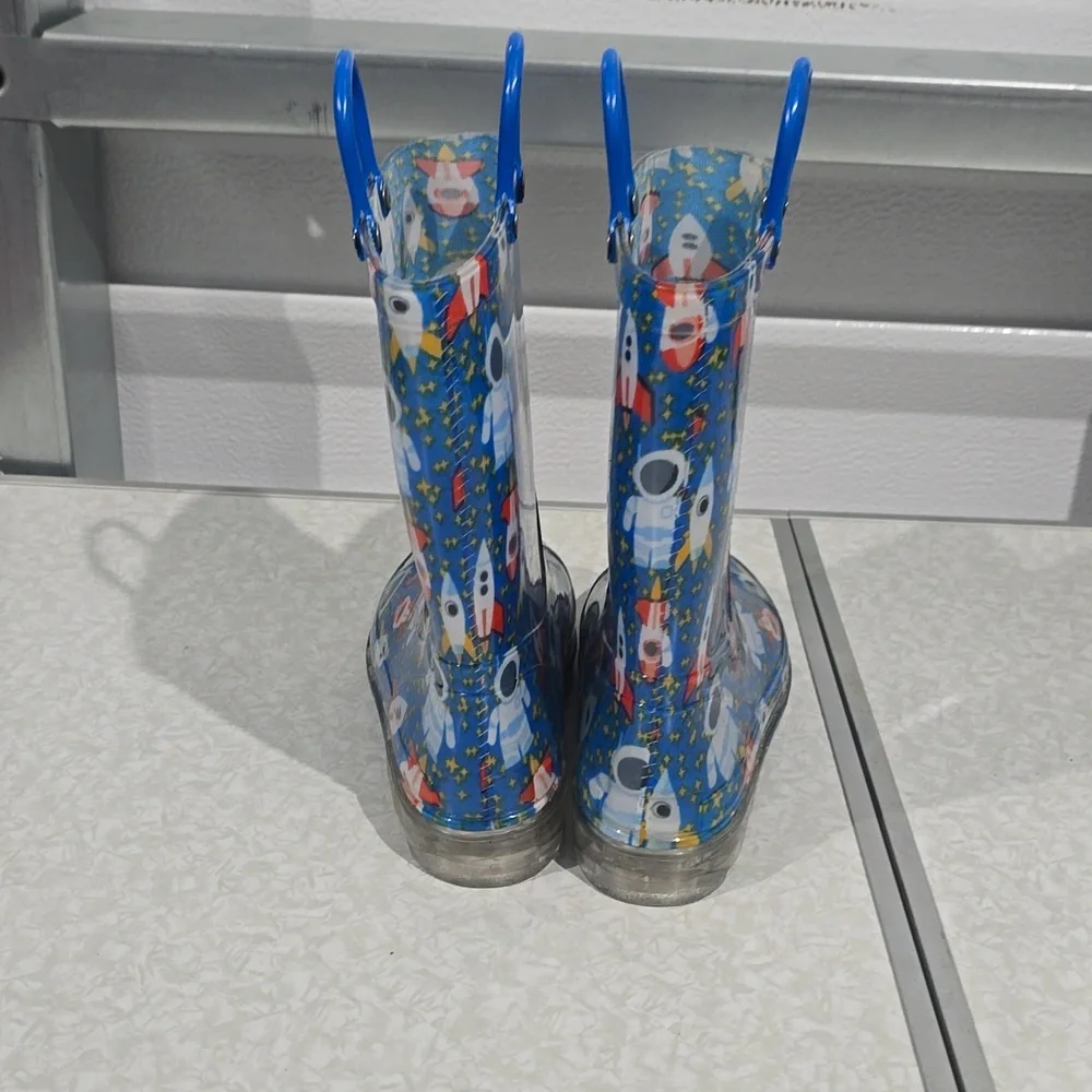 Astronaut and Rocket Rubbber‎ Light Up Boots Size 1
